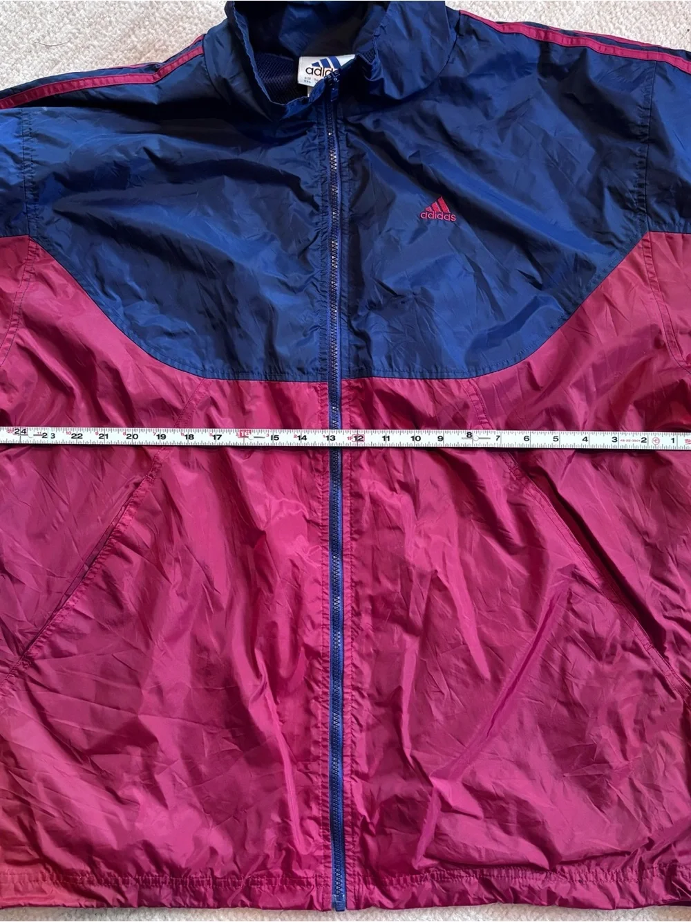 adidas Men's Colorblock Windbreaker Jacket in Navy & Red XXL